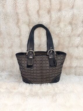 Coach Grey and Black Signature Jacquard Tote